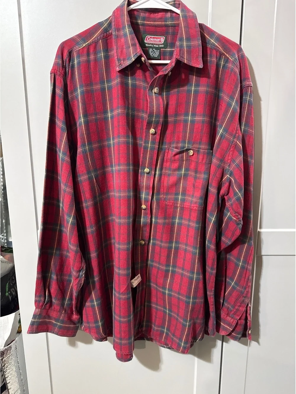 Vintage Coleman XL Red Plaid Flannel Shirt - Classic Outdoor
